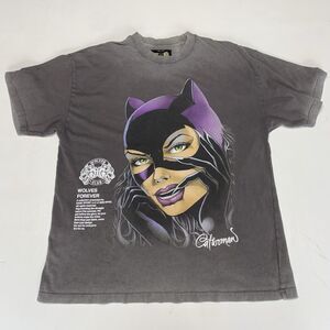 Darc Sport Marvel Batman Catwoman Oversized Cropped Tee L Gray Faded